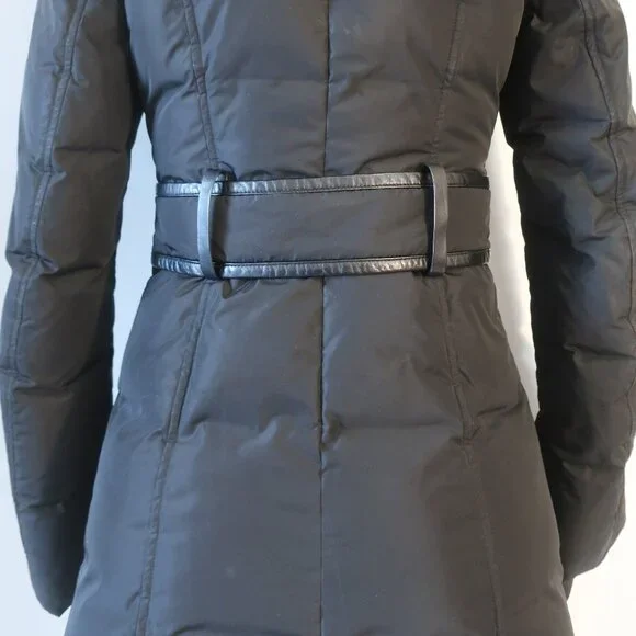 Womens Mackage Lavish Trish Black Fur Hood Trim Zip Duck Down Puffer Coat XS